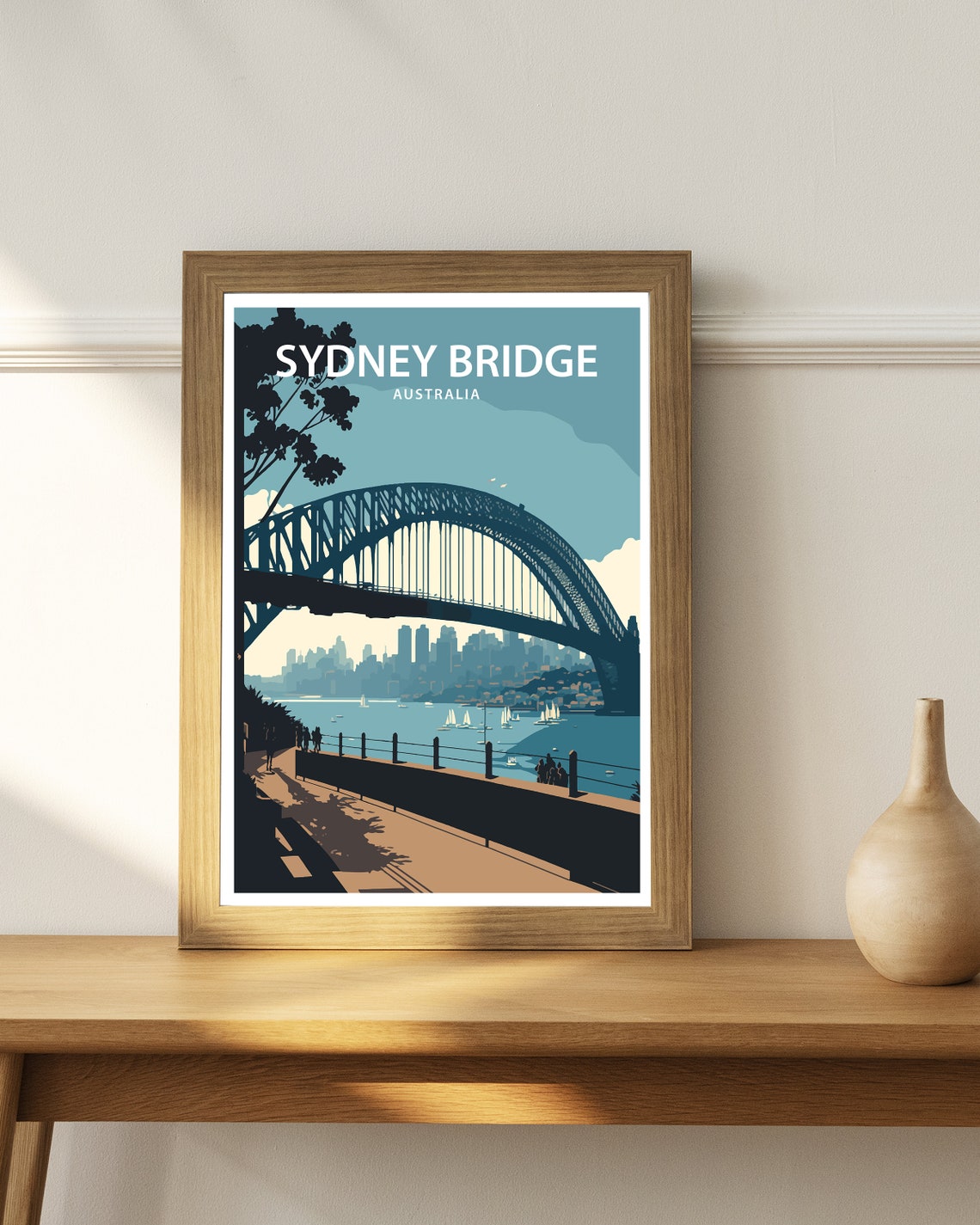 Sydney Harbour Bridge Australia Skyline Retro Duotone Travel Poster - Image 2