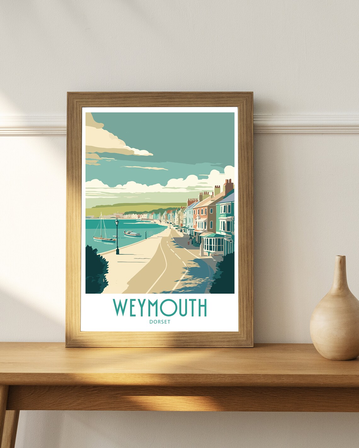 Weymouth Dorset Esplanade Harbour Boats Seaside Promenade Art Poster - Image 5