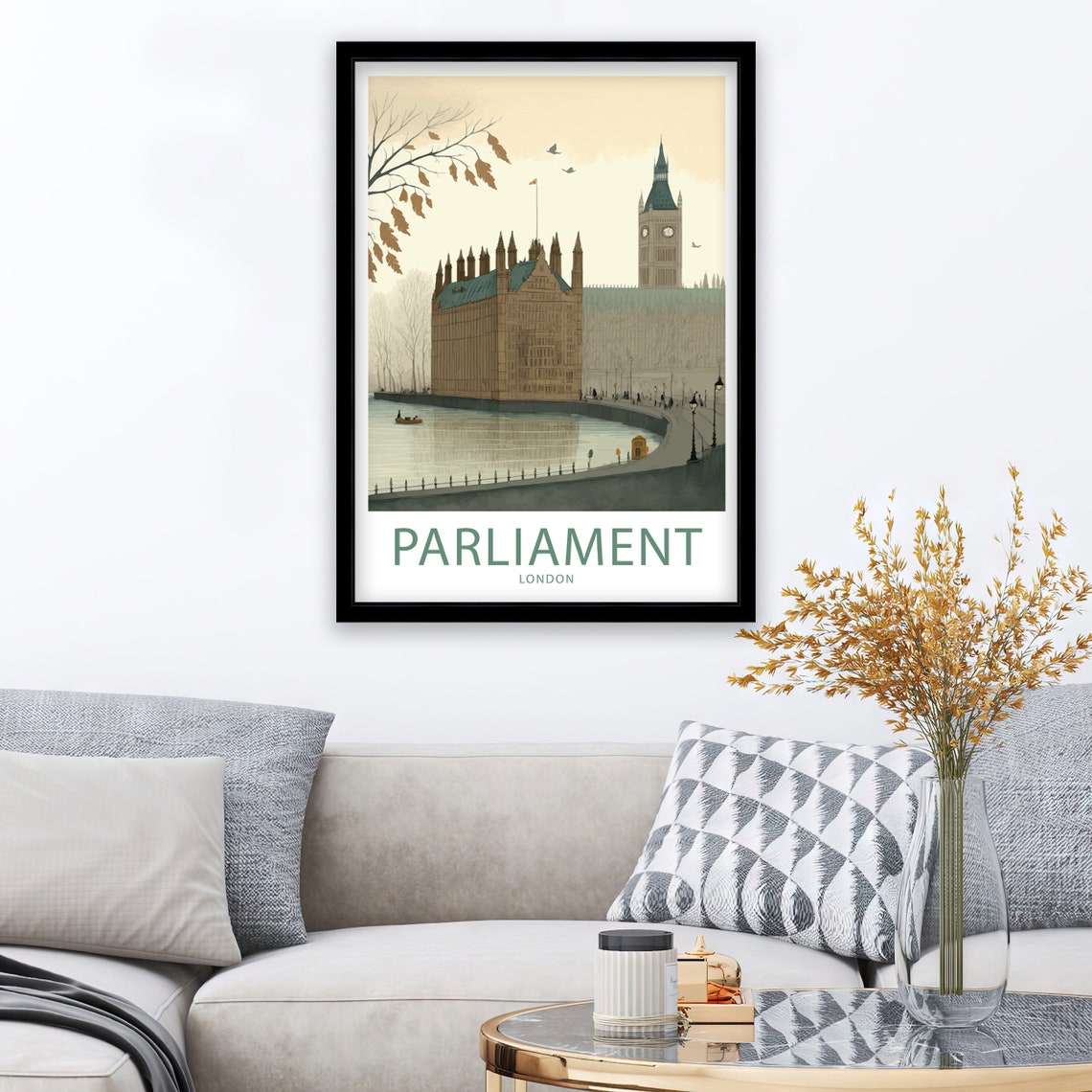 Houses Of Parliament Travel Print Wall Art Houses Of Parliament Travel Poster Gift Houses Of Parliament Scenic Wall Art Big Ben Travel Print - Image 3