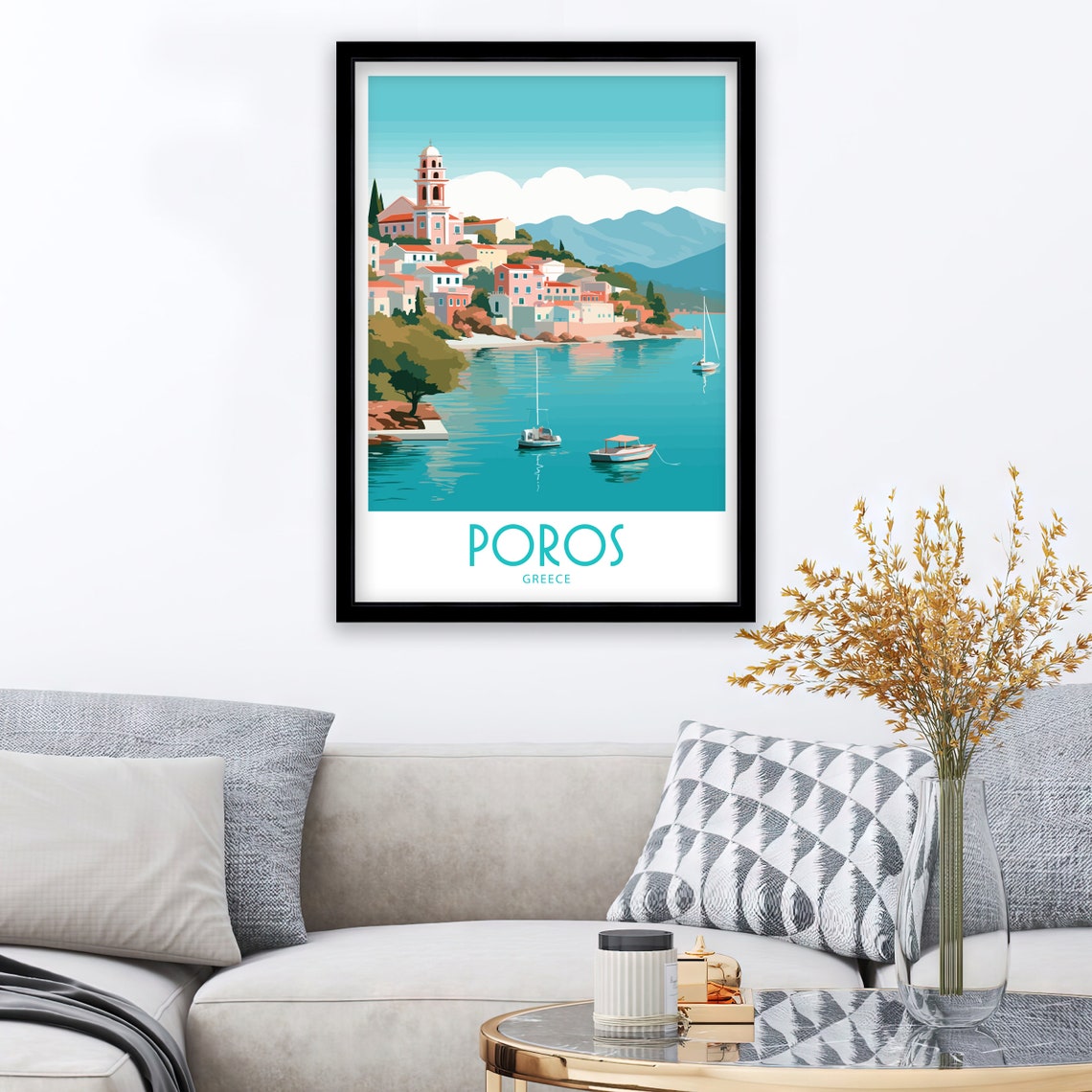 Poros Travel Print Wall Art Poros Wall Hanging Home Dcor Poros Gift Art Lovers Greece Art Lover Gift Poros Wall Dcor Print Poros Print Art - Image 3