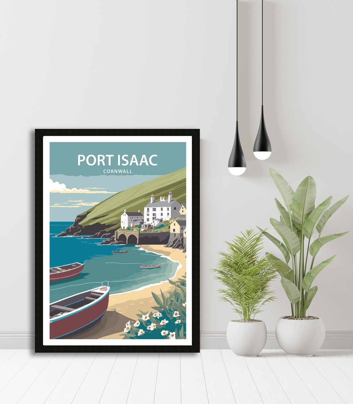 Port Isaac Travel Poster, Cornwall Coastal Print - Image 3
