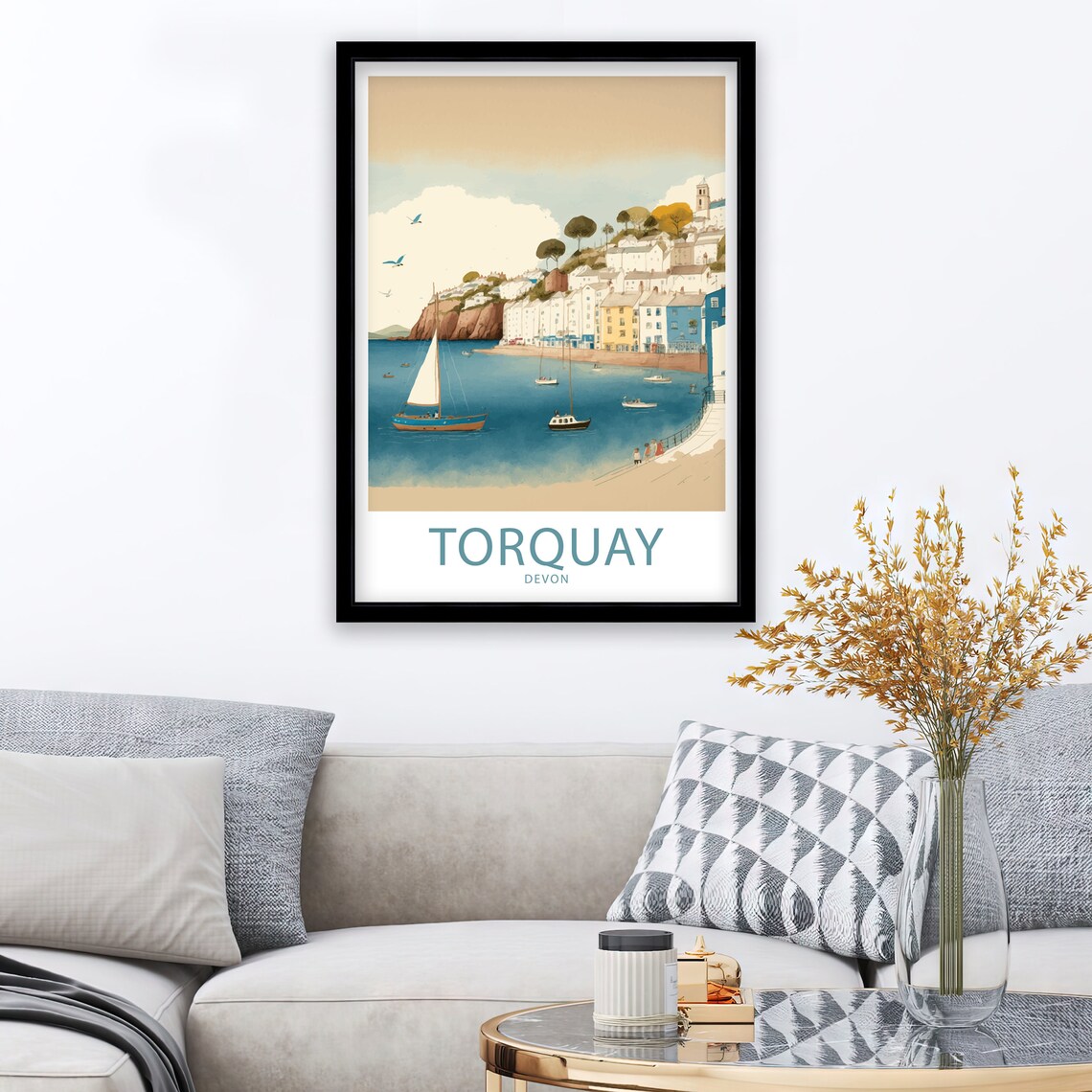 Torquay Devon Travel Poster, Place Name Wall Art - Image 3