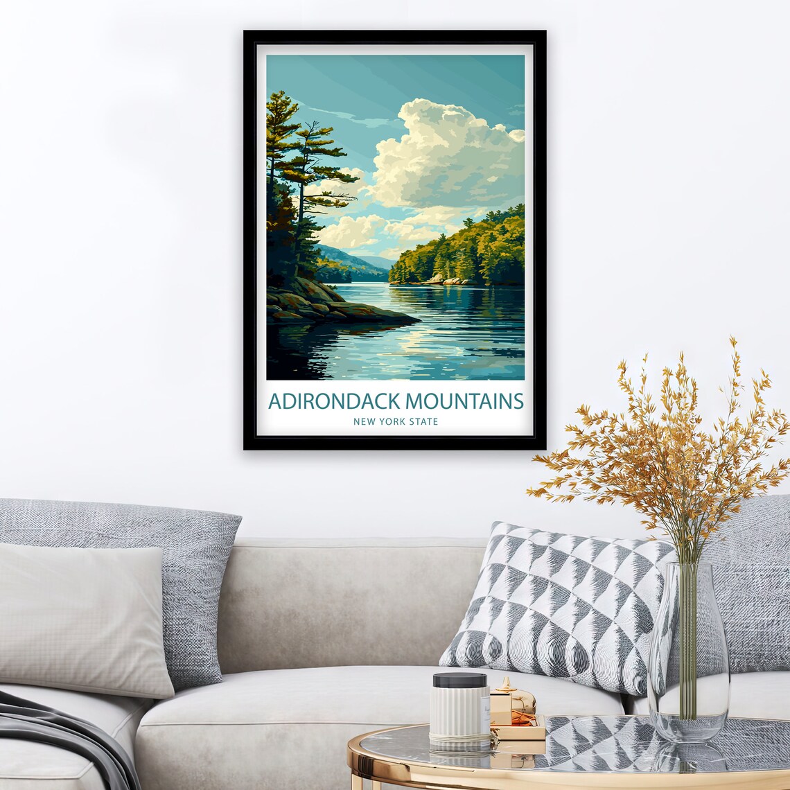 Adirondack Mountains Travel Poster, Mountain Landscape - Image 2