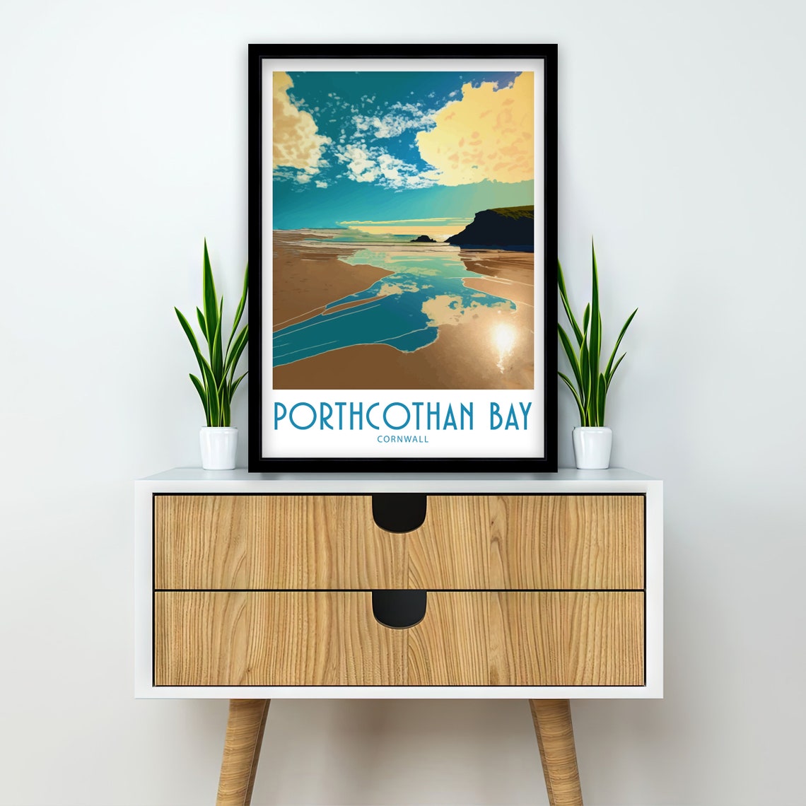 Porthcothan Bay Cornwall Golden Sands Cliffs Ocean Travel Poster - Image 4