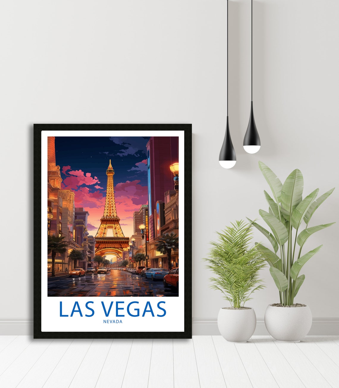 Las Vegas Nevada Eiffel Tower Strip Sunset After Rain Poster - Image 4
