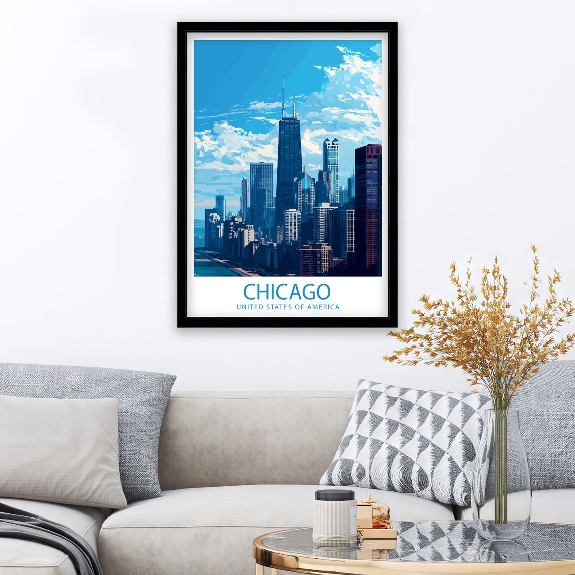 Chicago Illinois Downtown Skyline Towers Cityscape Day Travel Poster - Image 2