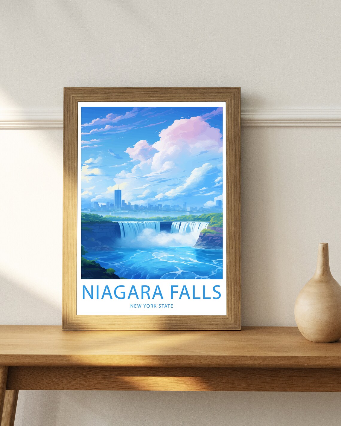 Niagara Falls New York State Falls City Skyline Illustrated Poster - Image 3