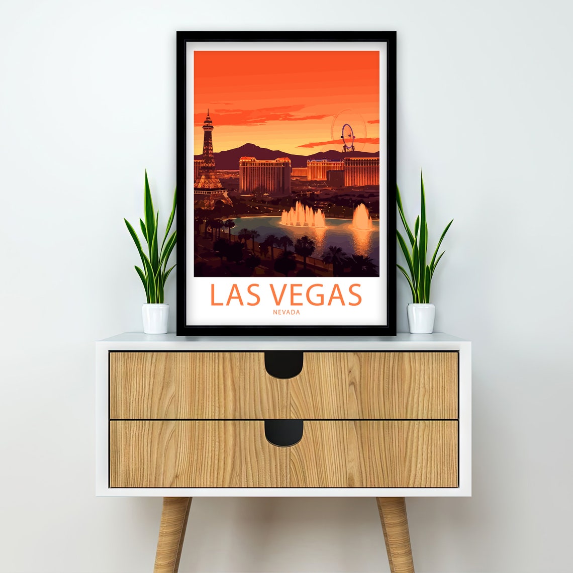 Las Vegas Nevada Paris Eiffel Tower High Roller Sunset Glow Poster - Image 2