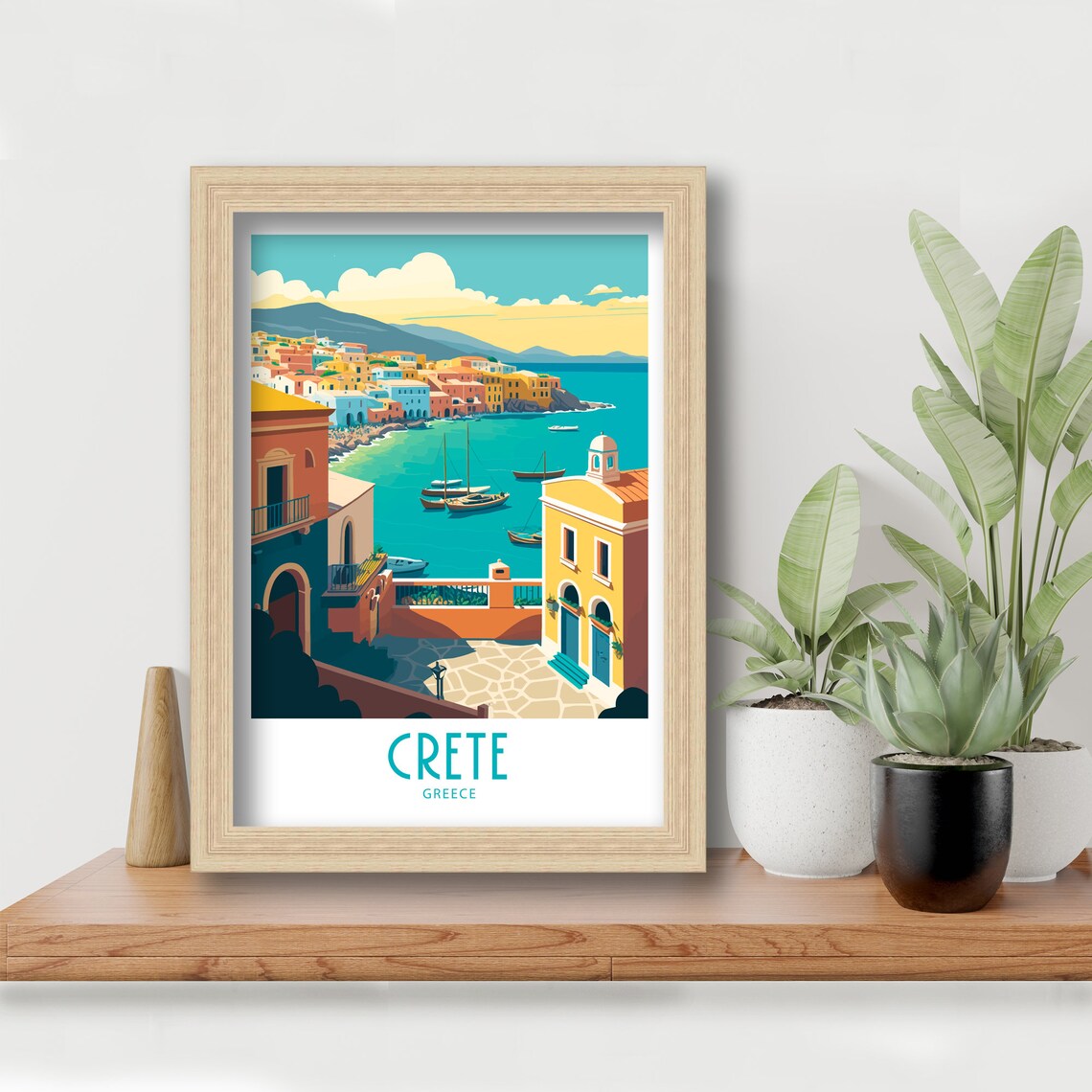 Crete Greece Colorful Harbor Fishing Boats Retro Travel Poster - Image 6