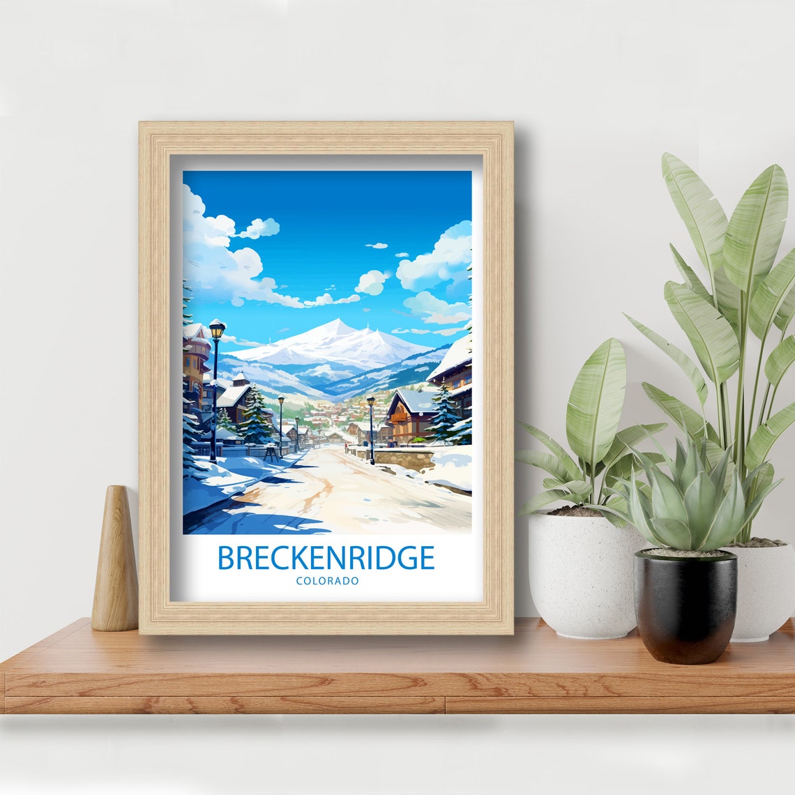 Breckenridge Colorado Snowy Alpine Village Winter Ski Scene Poster - Image 5