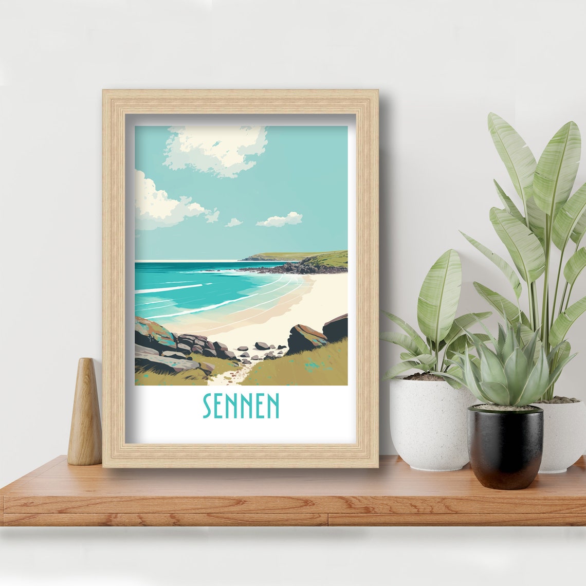 Sennen Cornwall Turquoise Cove Sandy Beach Retro Travel Poster - Image 6