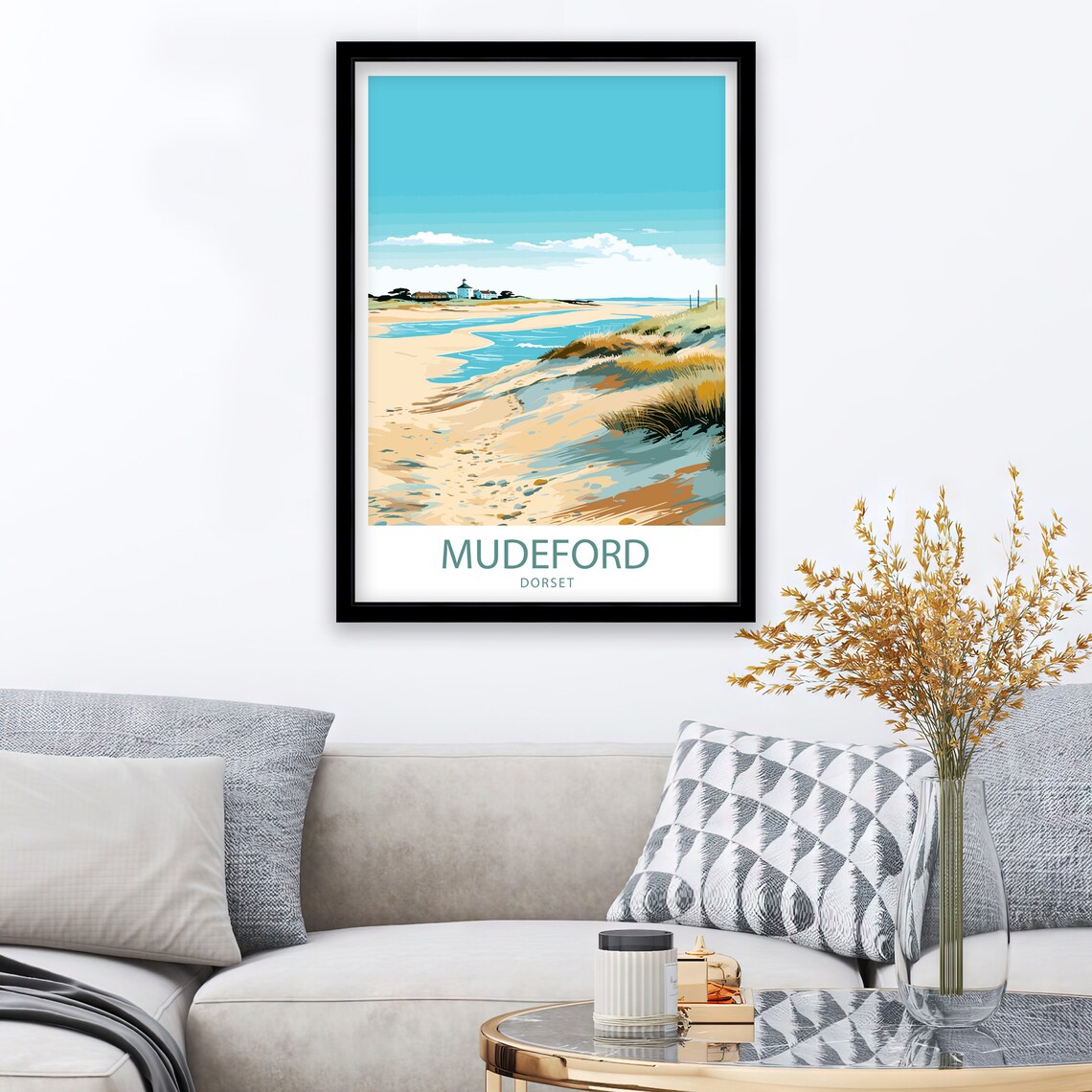 Mudeford Travel Poster, UK Coastal Town Art - Image 2