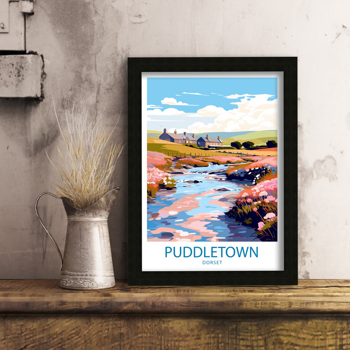 Puddletown Travel Print Puddletown Wall Decor Uk Puddletown Art Puddletown Wall Art Uk Poster Gift For Dorset Village Lovers Puddletown Art - Image 6