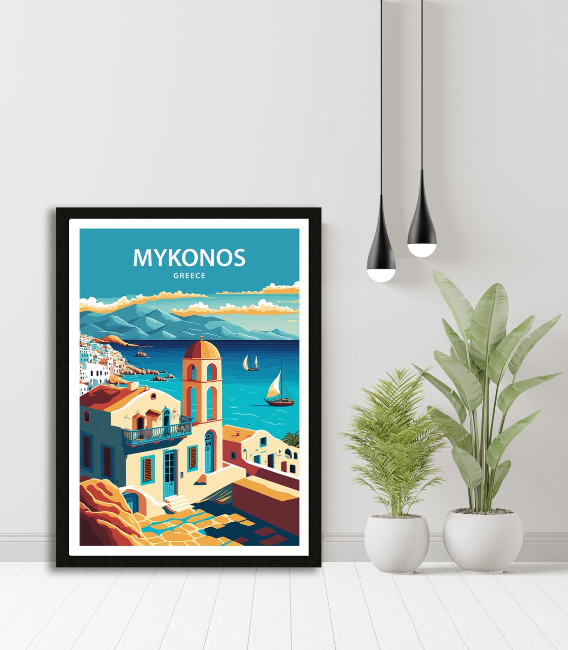 Mykonos Art Print Mykonos Print Greece Print Mykonos Wall Art Mykonos Poster Travel Poster Mykonos Travel Print Greece Art Print - Image 4