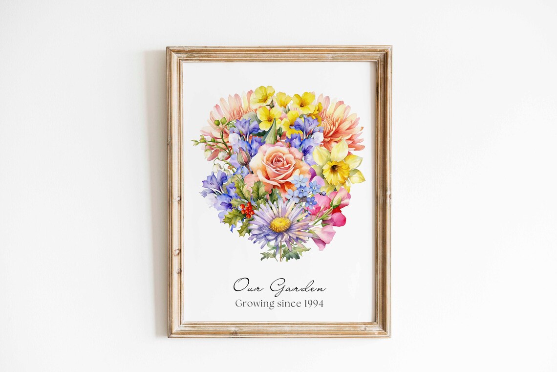 Birth Flower Bouquet Personalized Christmas Gift Poster - Image 2