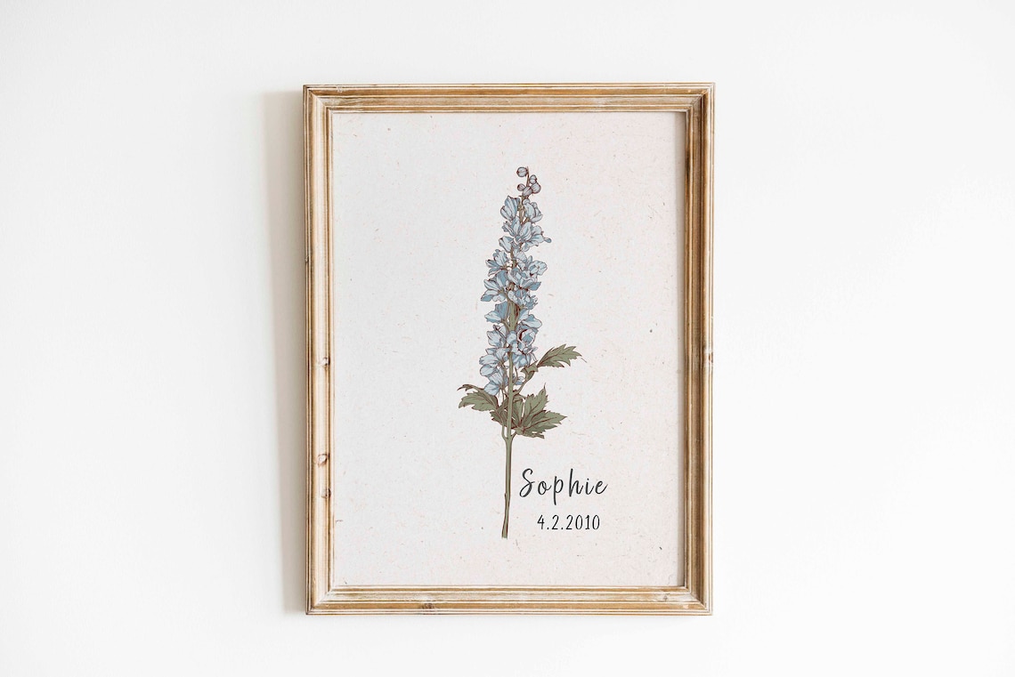 Custom Birth Flower Personalized Gift, Watercolor Art Print - Image 3
