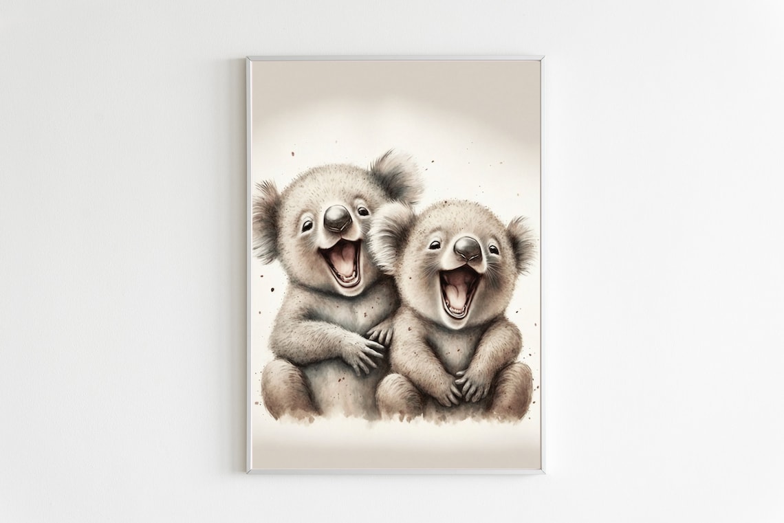 Positive Koala Art Print, Funny Wall Decor