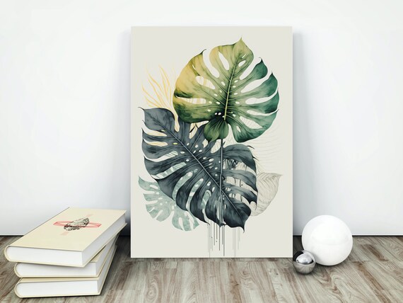 Botanical Wall Art Monstera Print Neutral Wall Art Decor Boho Flower Art Flower Market Print Printable Art