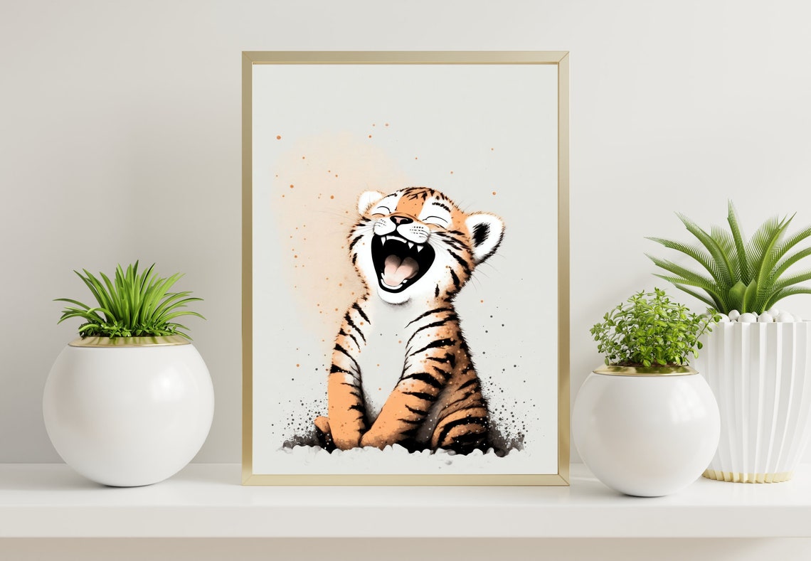 Positive Laughing Tiger Wall Art Print Funny Printable Gift Wall Decor Happy Tiger Print Printable Wall Art Instant - Image 3