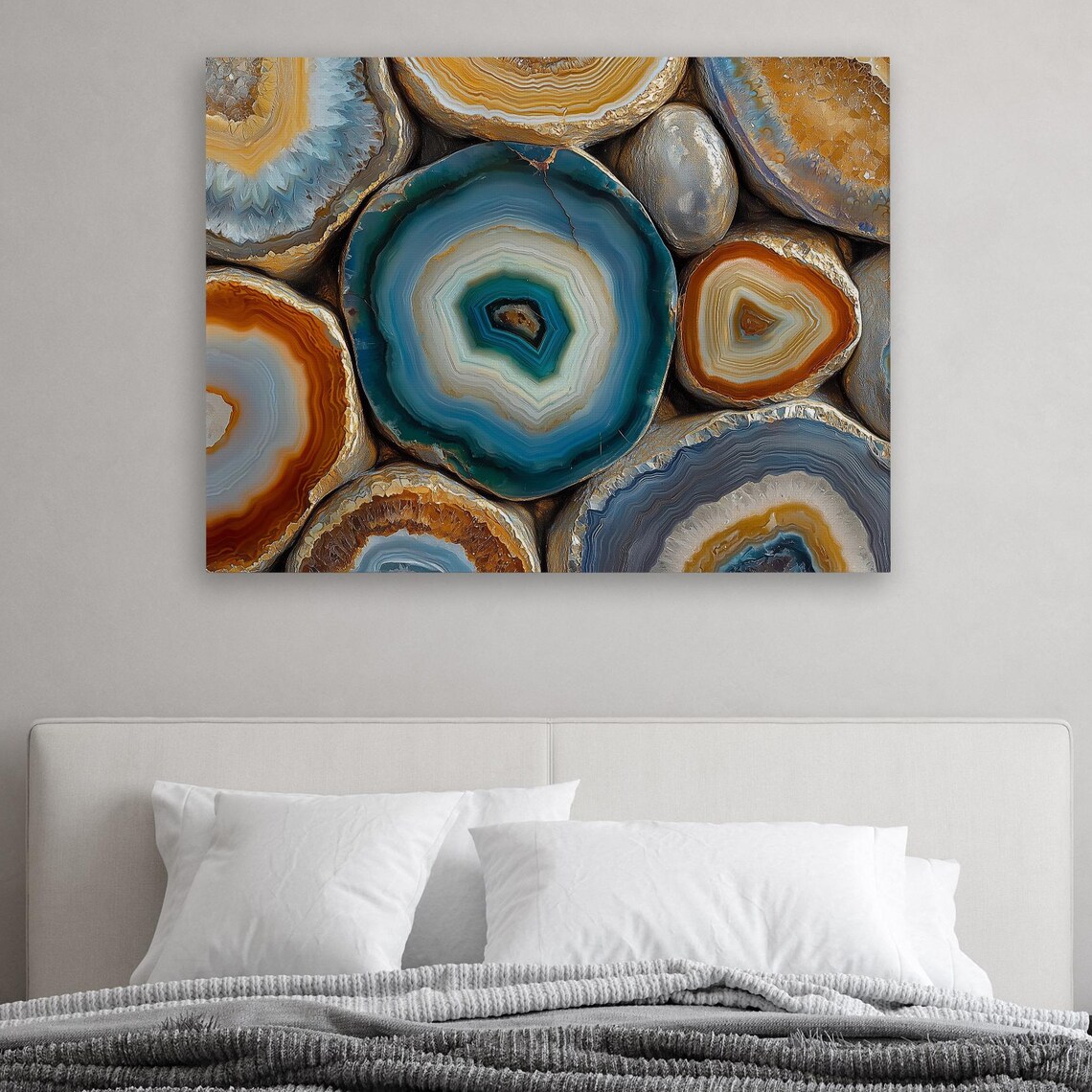 Sliced Geodes Framed Canvas Print Abstract Stone Wall Art