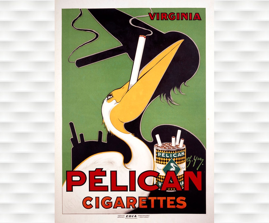 Pelican Virginia Cigarettes Smoking Pelican Vintage Ad Poster