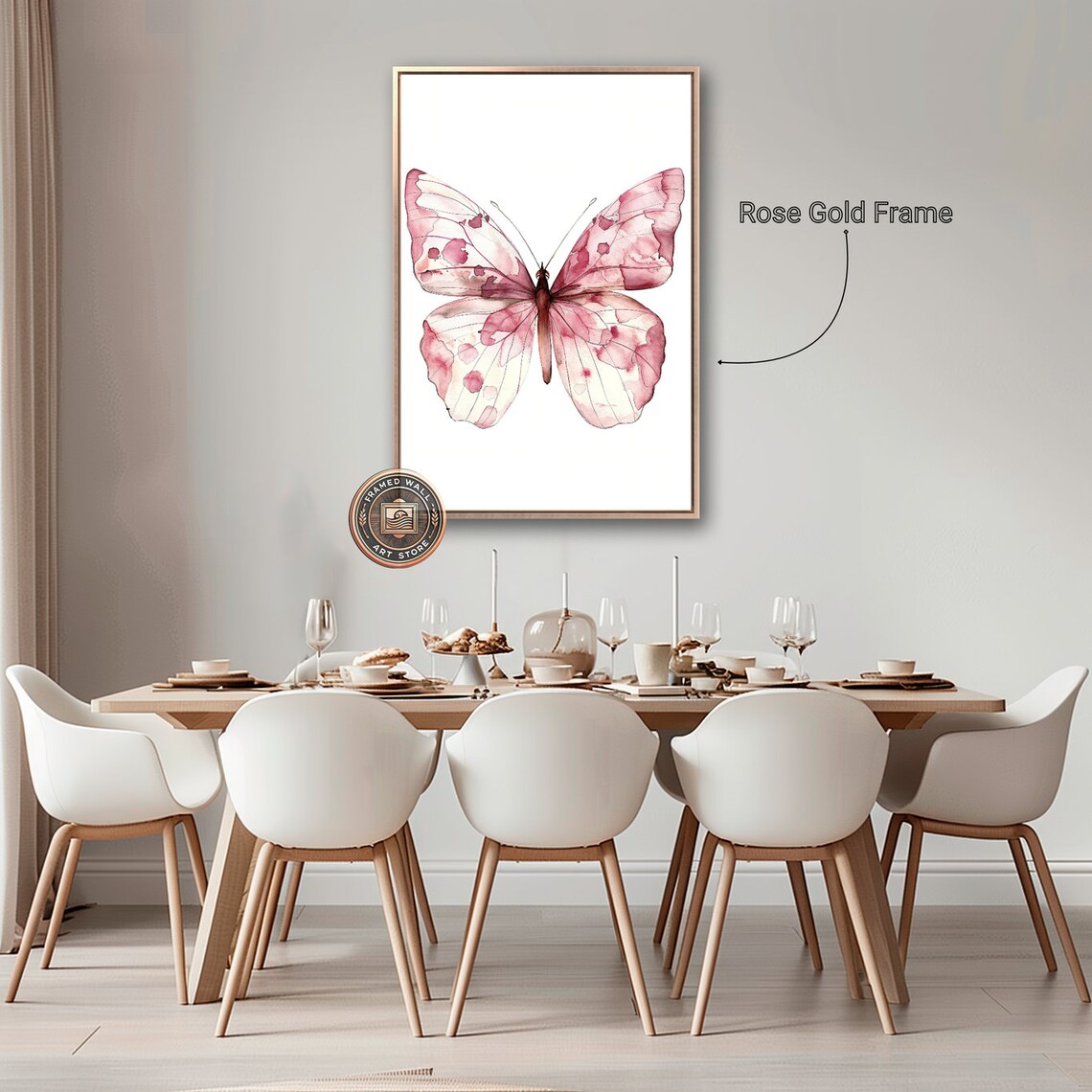 Pink Watercolor Butterfly Delicate Wings Minimal Insect Art Poster - Image 2
