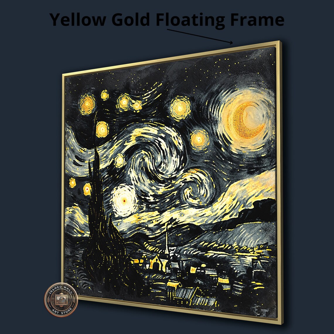 Starry Night Swirling Sky Crescent Moon Van Gogh Style Classic Art Poster - Image 3