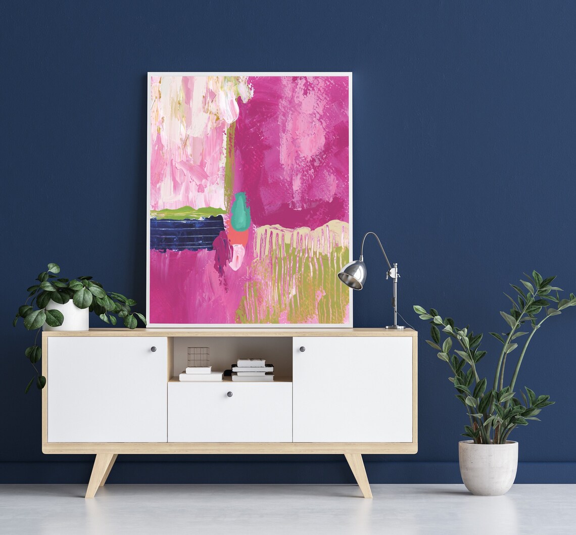 Colorful Pink Abstract, Modern Wall Art Print
