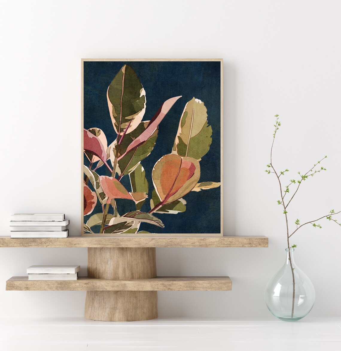 Abstract Floral Plant Botanical Leaves Boho Art Print