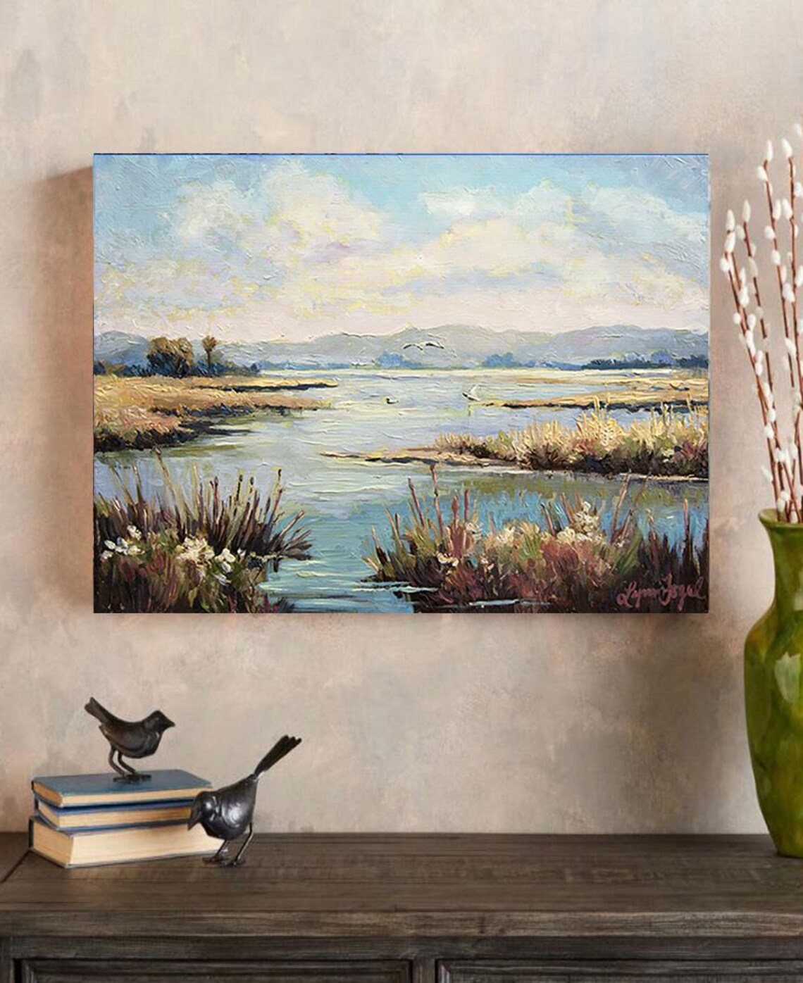 Carpinteria Salt Marsh Wetland Inlet Golden Reeds Landscape Poster - Image 5