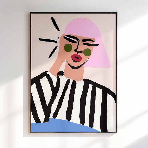 Women Wall Art Maximalist Dopamine Decor Woman Poster Print Livingroom Preppy