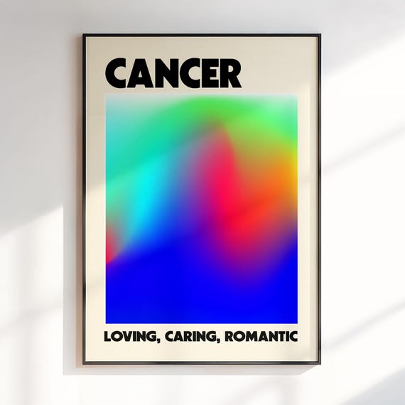 Cancer Wall Art Gift For Zodiac Print Astrology Gifts Gradient