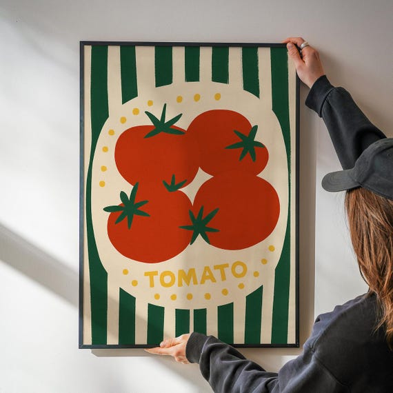 Tomato Poster Kitchen Wall Art Funny Food Print Vegetable Decor For Pantry Dining Room Or Chef Gift Colorful Artwork