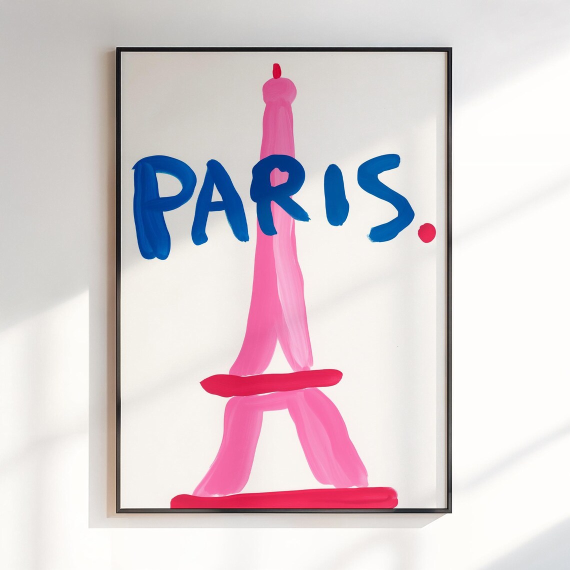 Paris Pink Eiffel Tower Bold Colorful French City Wall Poster