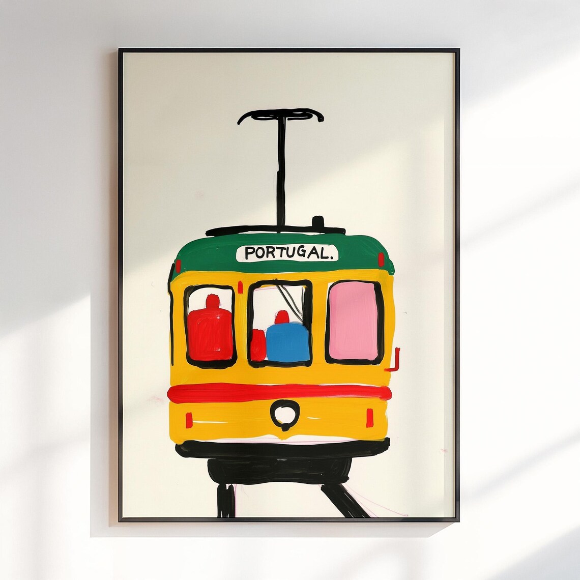 Portugal Colorful Yellow Tram Pop Art City Travel Poster Gift