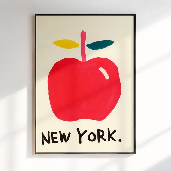 New York Big Red Apple Bold Pop Art American City Travel Poster