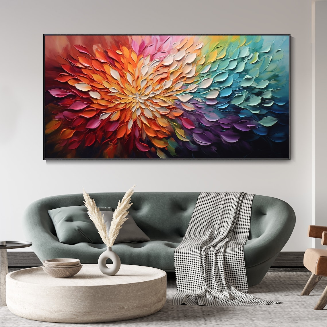 Bohemian Flower Oil Painting, Botanical Landscape Art - Image 2