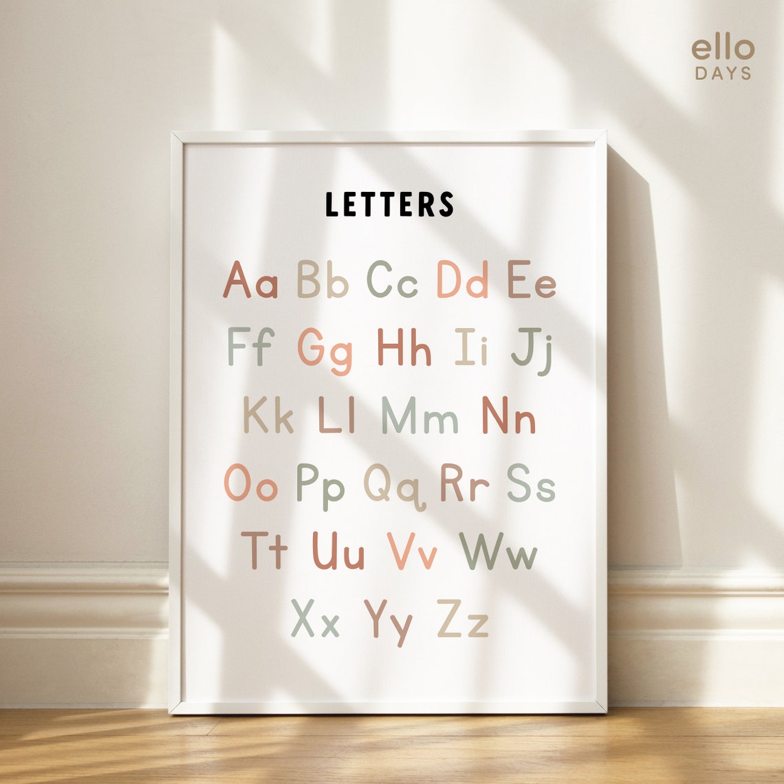 Letters Aa To Zz Chart Neutral Alphabet Kids Classroom Poster - Image 2