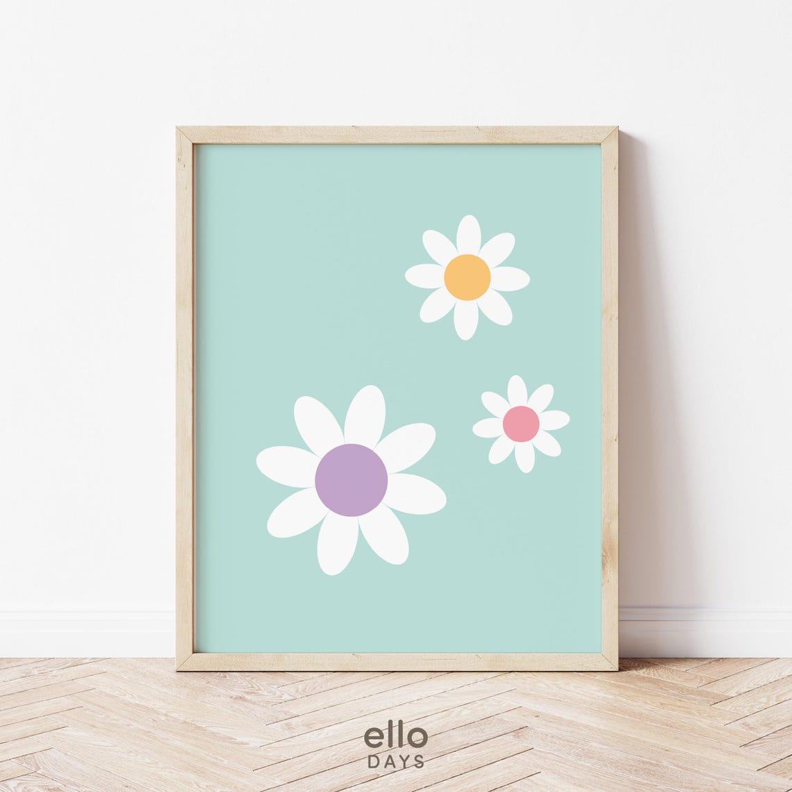 Pastel Daisies Girl Room Decor Print Girly Wall Art Toddler Girl Playroom Prints Teen Girl Dorm Room Poster Decor Girl Nursery Prints