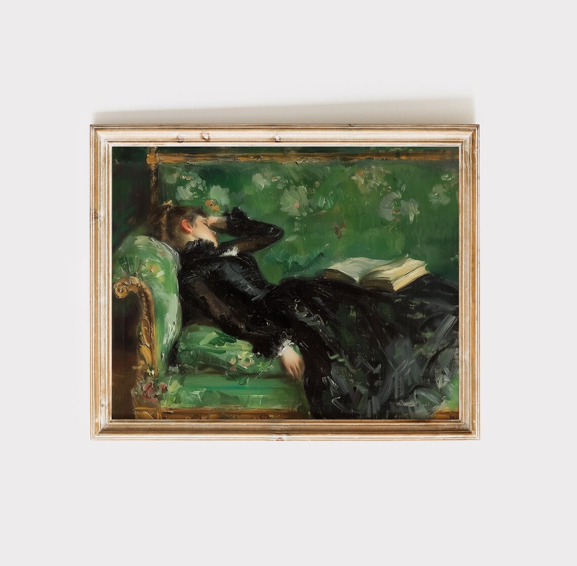 Woman Reading Art Print, Moody Victorian Decor