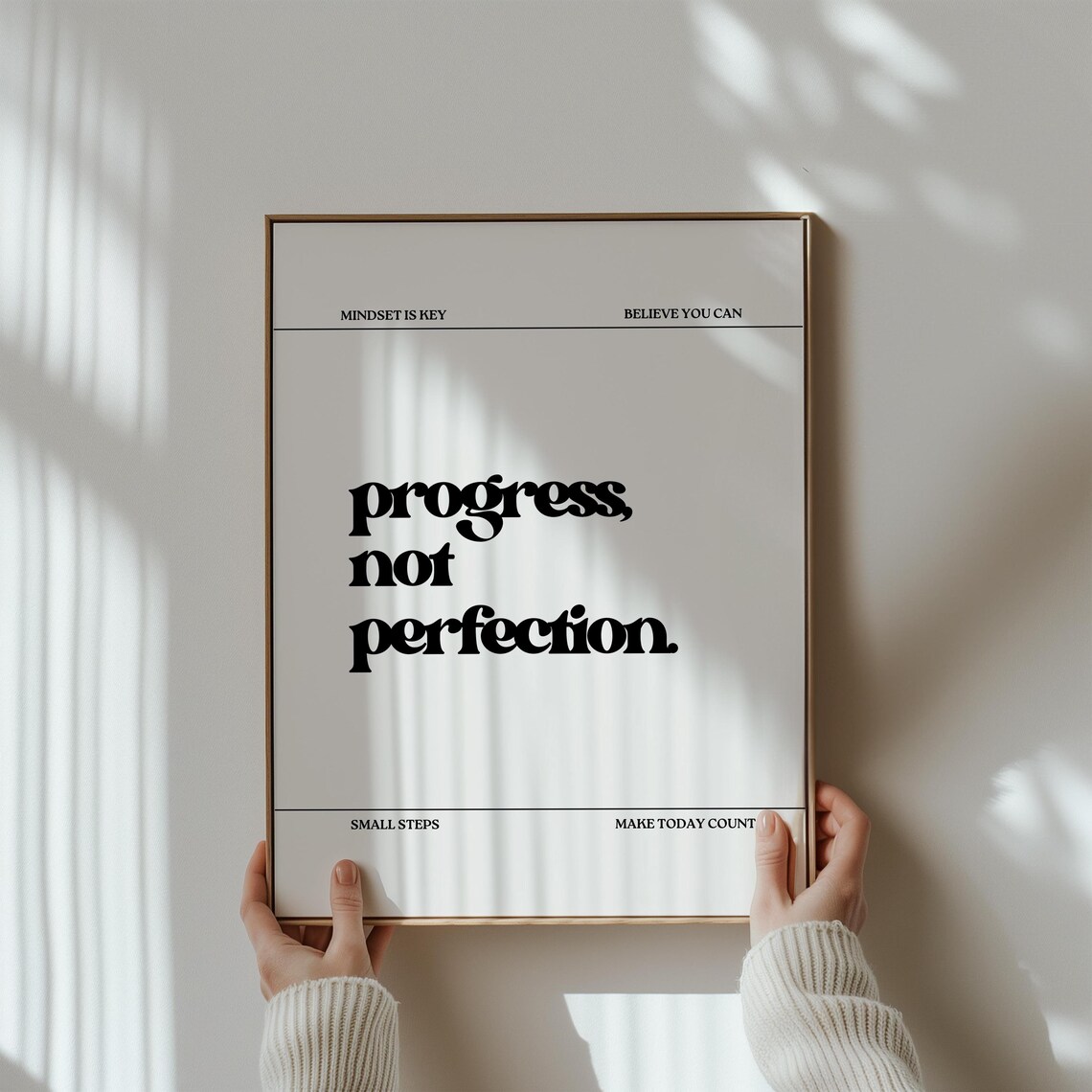 Progress Not Perfection Minimalist Motivational Quote Typography Poster - Image 3