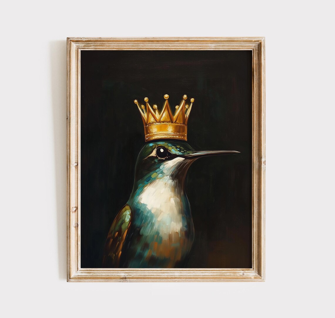 Emerald Green Hummingbird Dark Academia Art Print