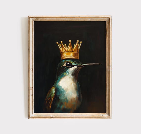 Emerald Green Hummingbird Dark Academia Art Print