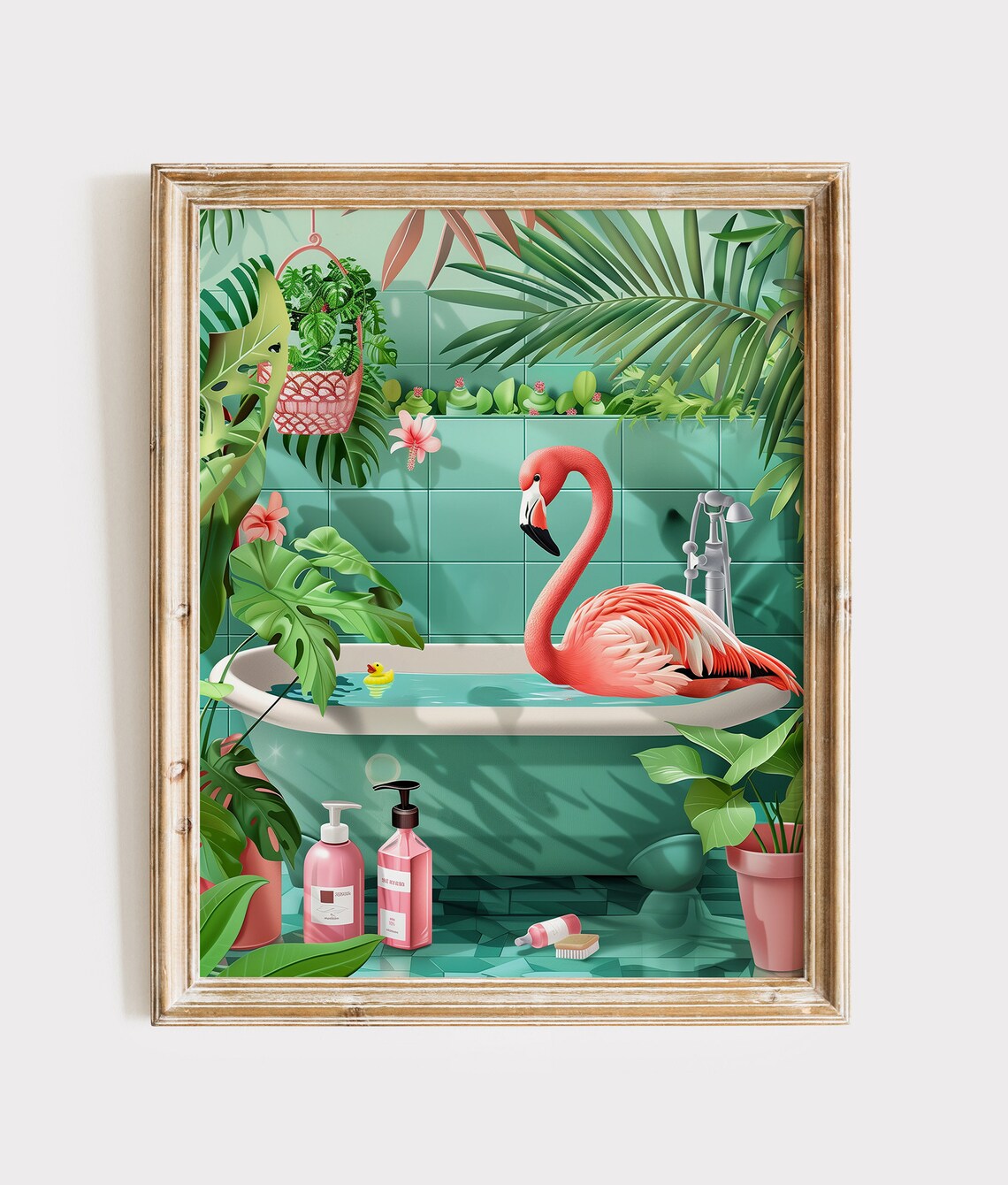 Flamingo Restroom Sign Animal Fun Bathroom Art Print - Image 3