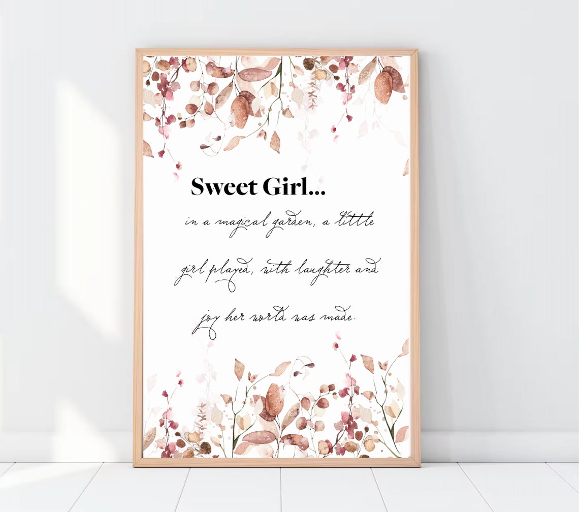 Sweet Girl Nursery Quote Nursery Quote Print Girls Room Wall Art Nursery Prints Baby Shower Gift Nursery Decor Nursery Sign
