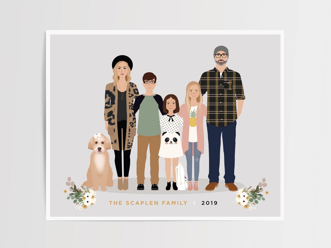 Custom Family Portrait, Personalized Mothers Day Gift - Image 5
