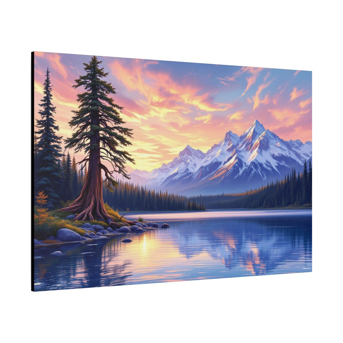 Mountain Peak Reflection Landscape Art Print - Image 2