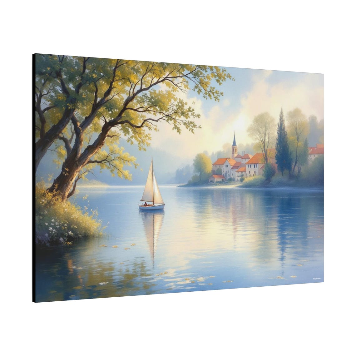 Waterside Village, Idyllic Art Print - Image 2