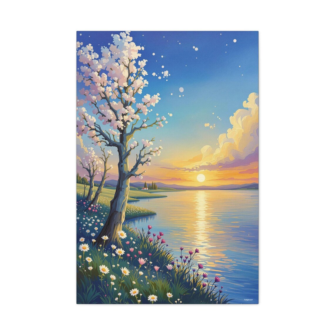 Sunrise On The Lake, Landscape Art Print - Image 3