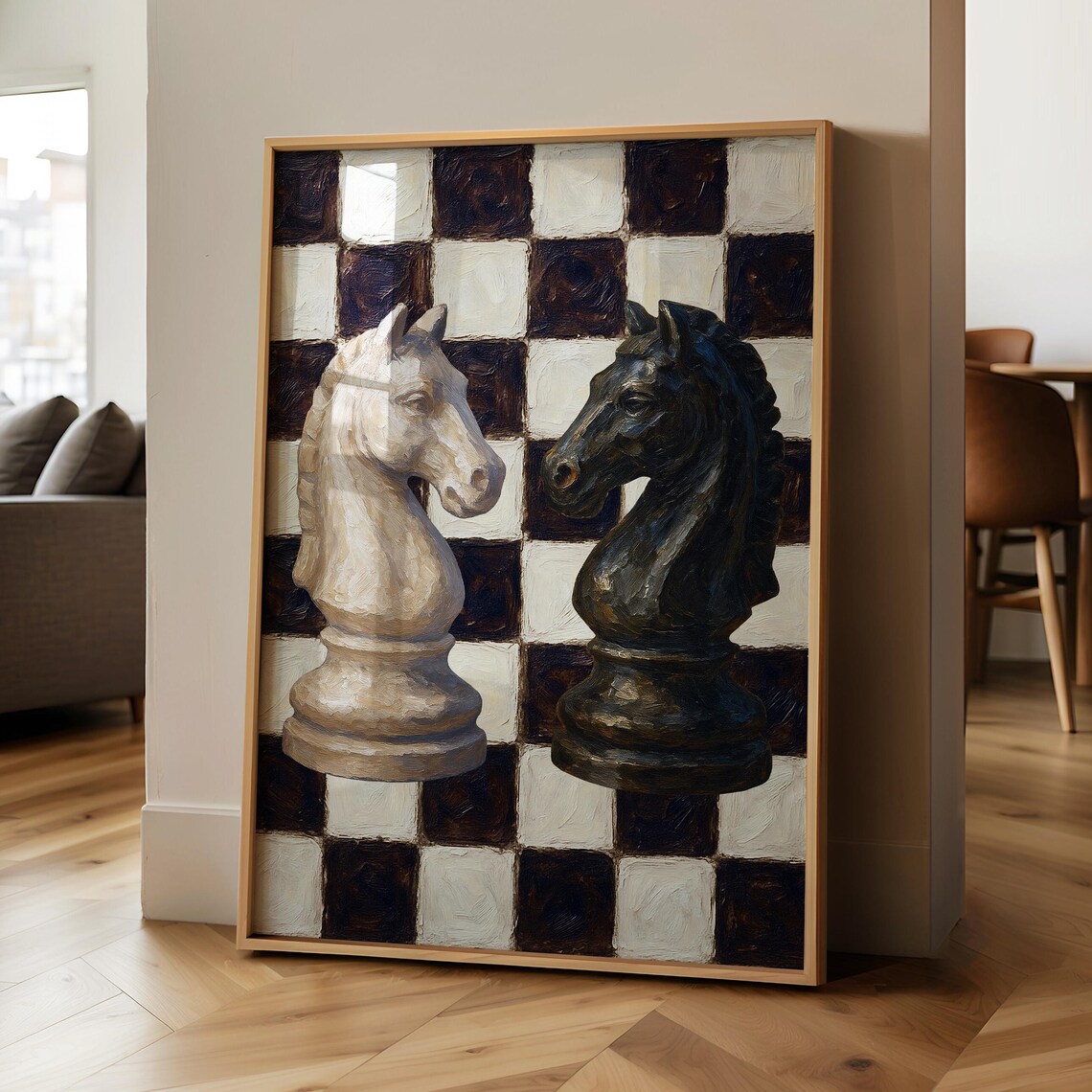 Chess Knight Vintage Poster, Game Room Decor